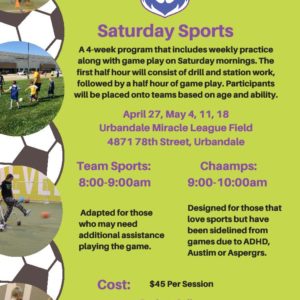 Next Session of Saturday Soccer Starts April 27th